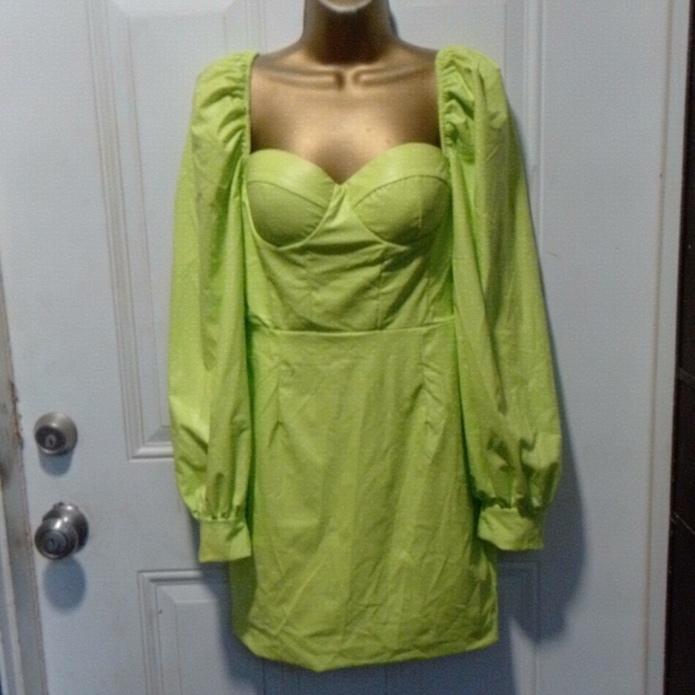 COPY - Lime green long sleeve dress